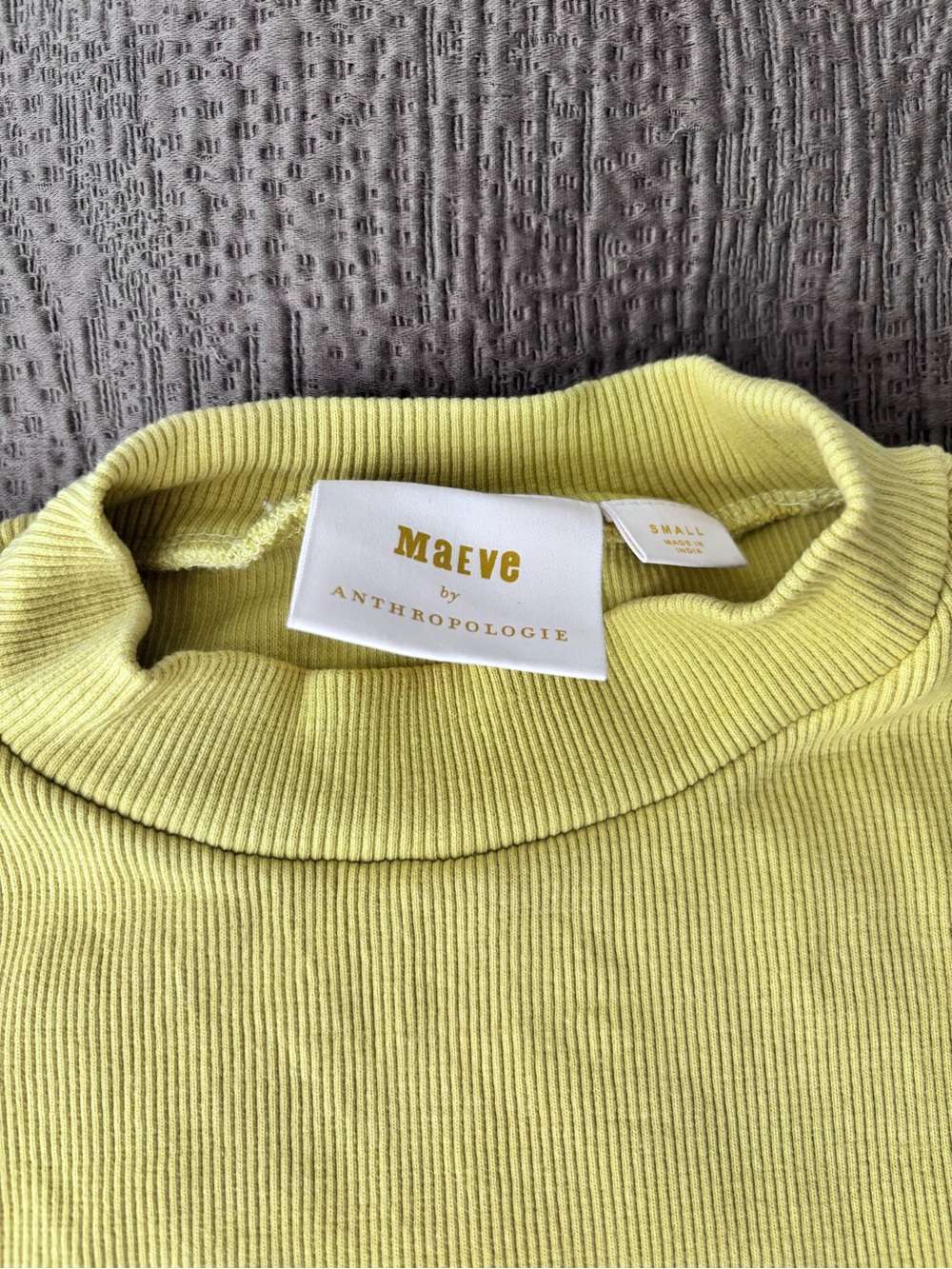 Anthropologie Maeve Lemon Lime Ribbed Mock Neck Sweater